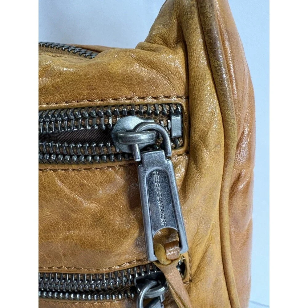 Rebecca Minkoff Women's Crinkled Leather Cognac Brown Crossbody Shoulder Bag